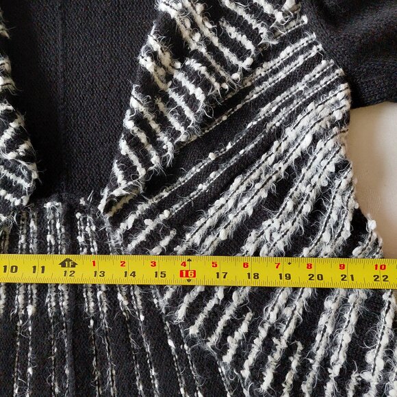 MOU ITALY Black and White Knit Cardigan Wool Mohair Blend Size L - Picture 9 of 10
